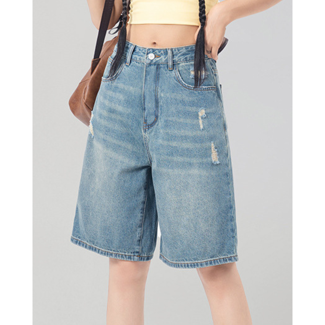 Elva Soft Fray Denim Shorts