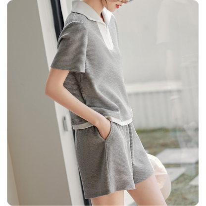 Lina Textured Collar Lounge Set