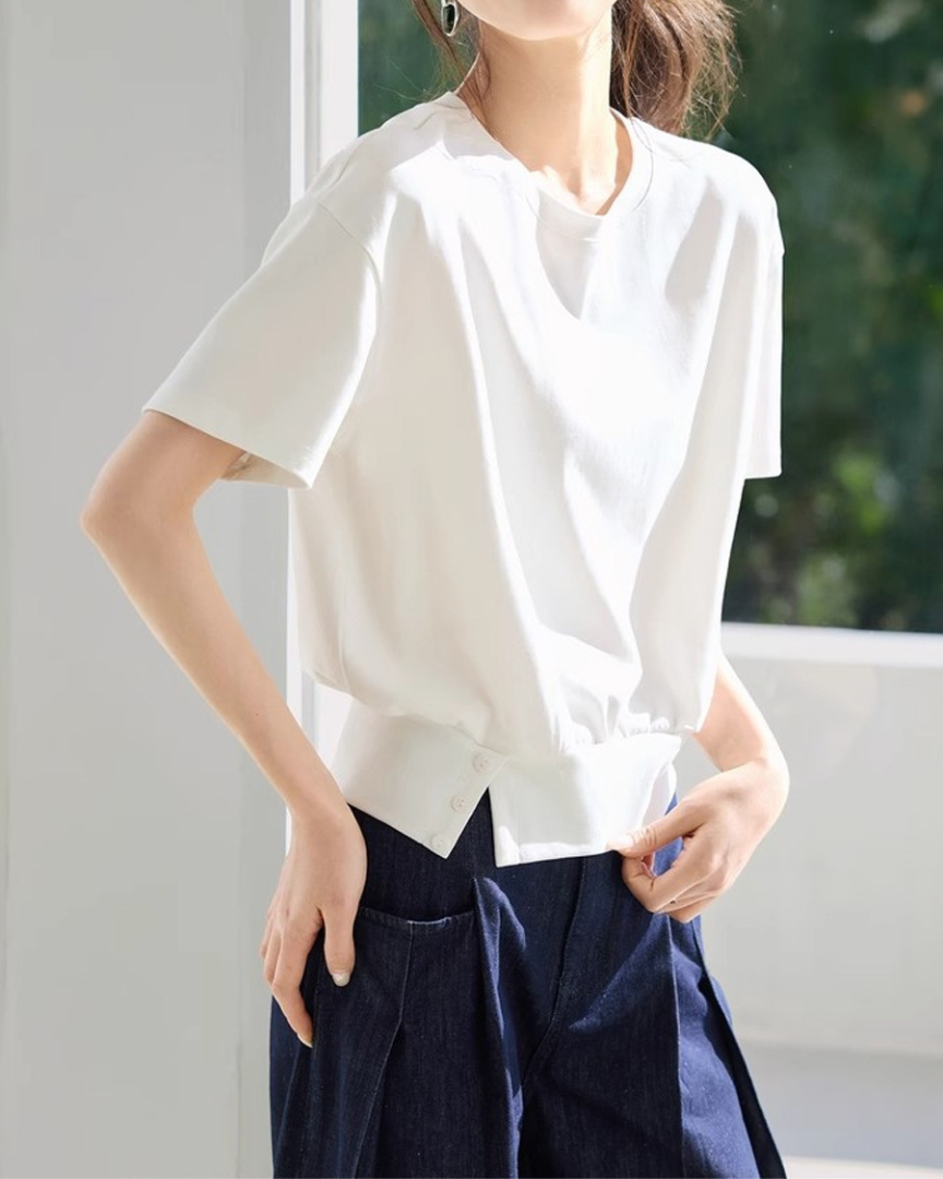 Aria Soft Gathered Hem T-Shirt
