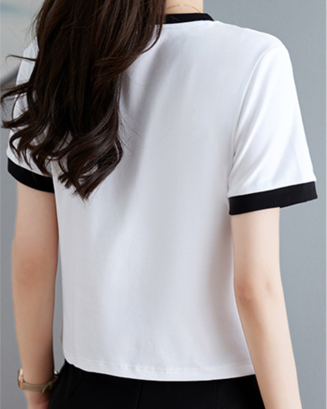 Rosa Contrast Trim Cotton T-Shirt