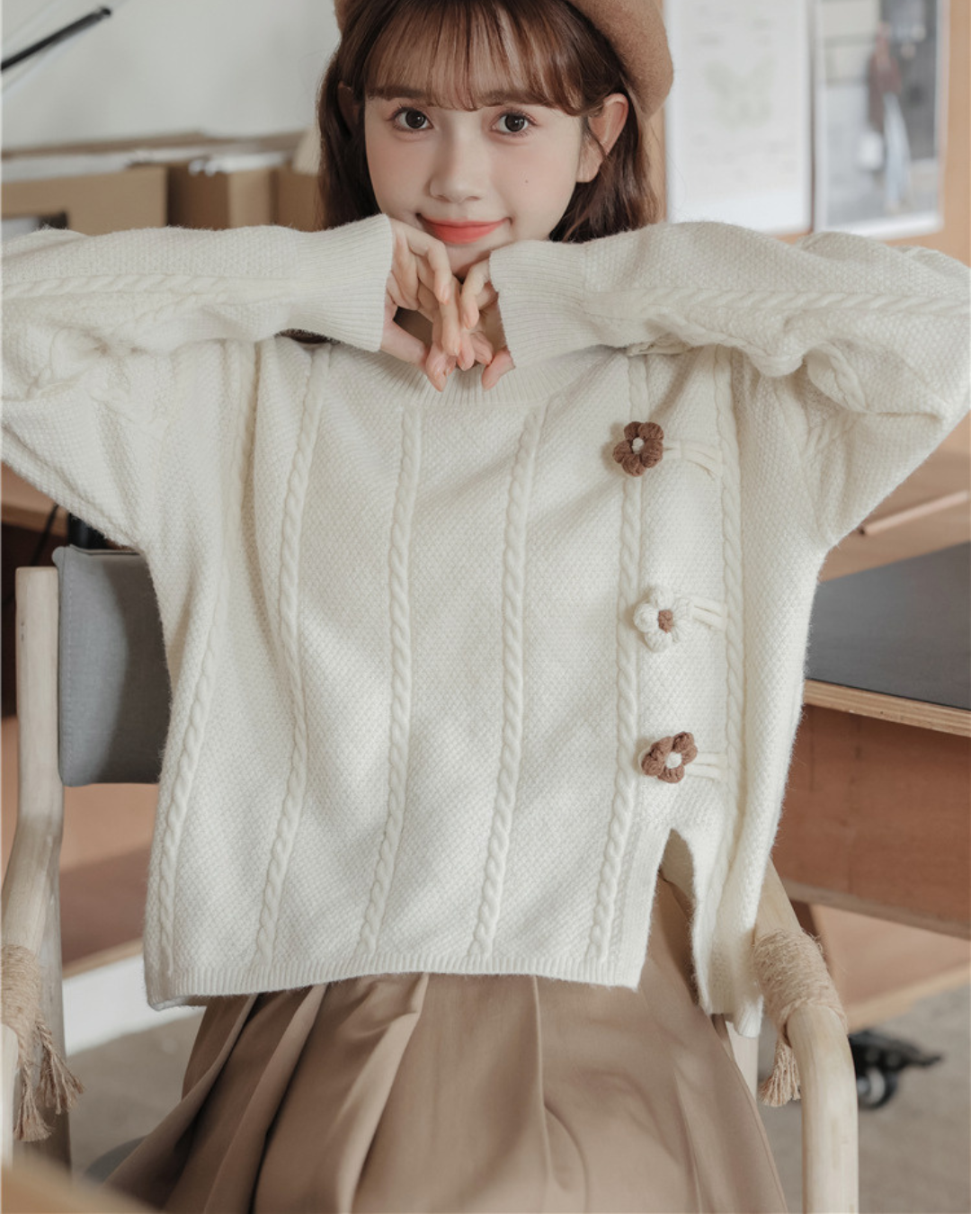 Fleur Twist Knit Sweater
