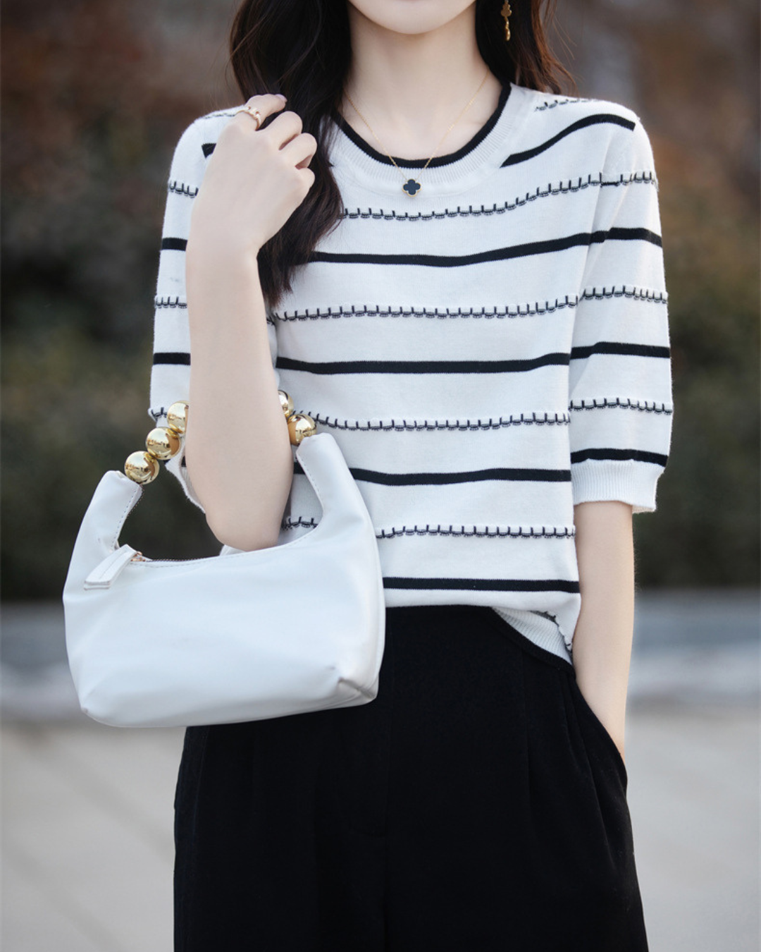 Celine Stitch Stripe Knit Top