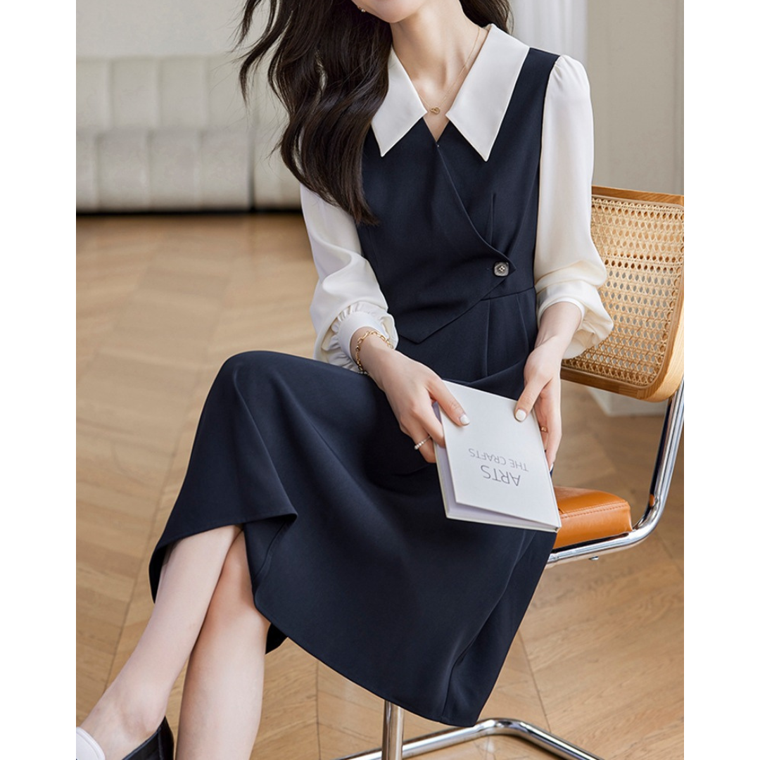 Mina Contrast Panel Midi Dress
