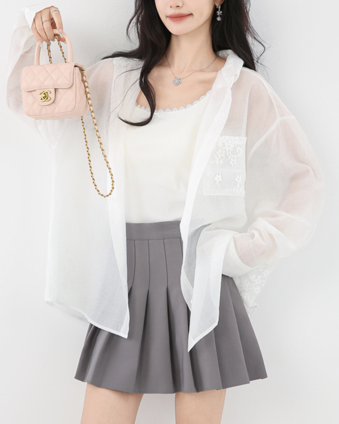 Lisse Sheer Bow Panel Shirt