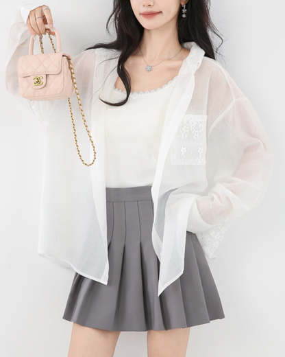 Lisse Sheer Bow Panel Shirt