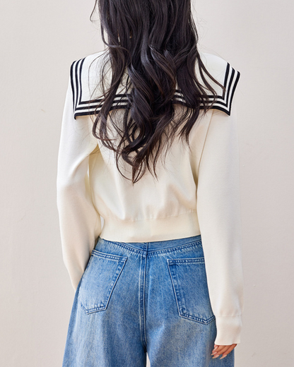 Marine Line Gold Button Cardigan