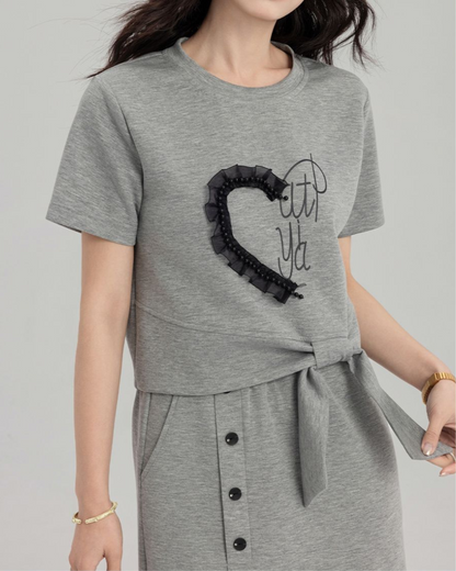 Nola Soft Heart Skirt Set
