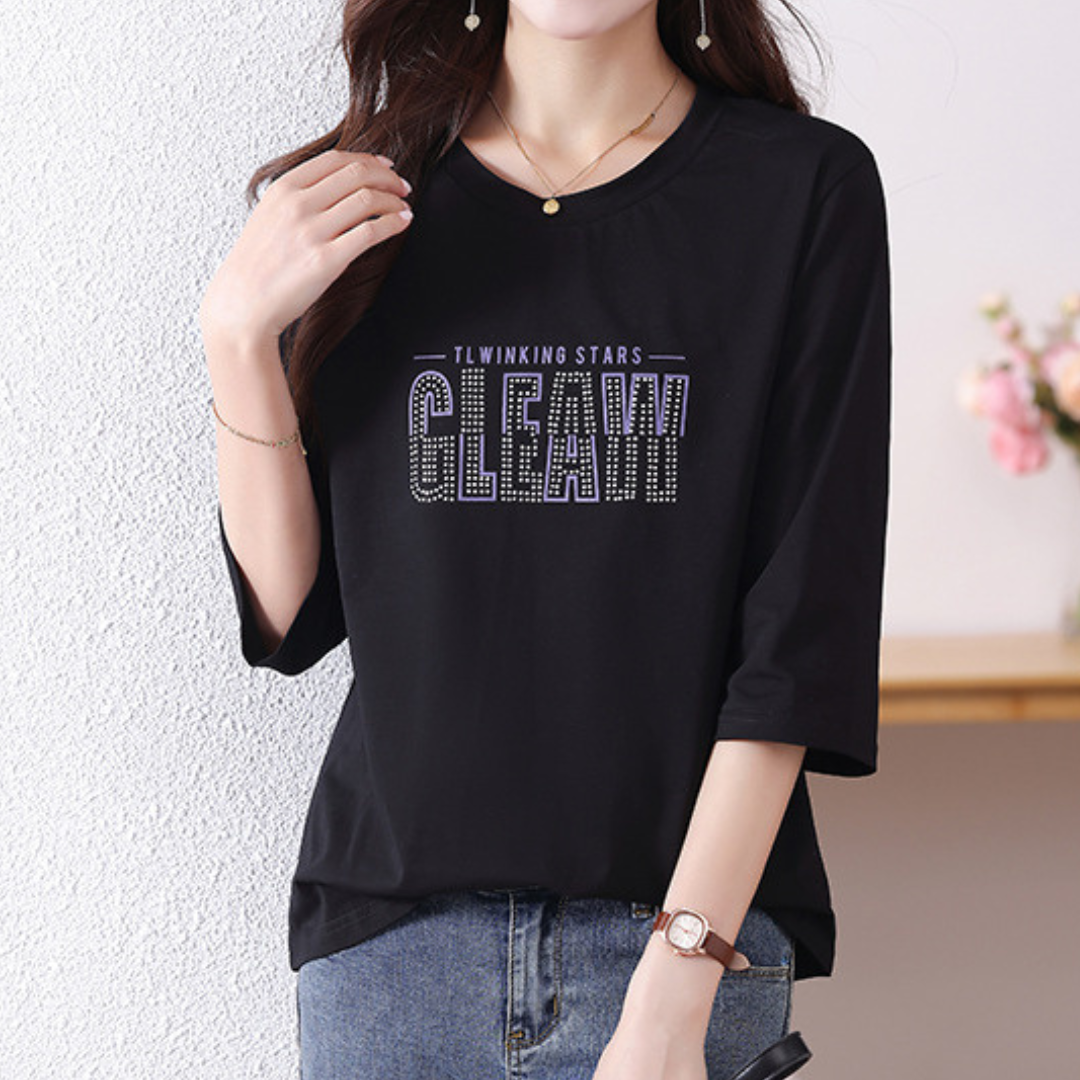 Lyra Glow Text Half Sleeve T-Shirt
