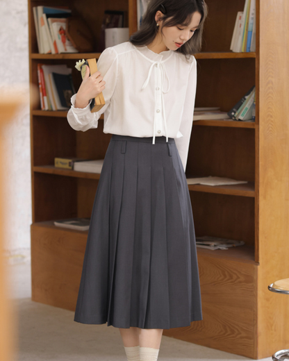 Elva Tie Neck Pearl Blouse