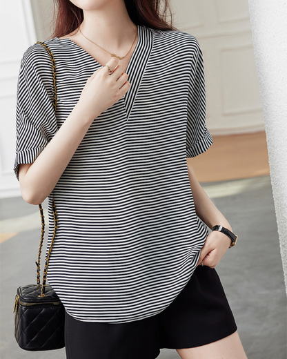 Isla Calm Stripe V-Neck T-Shirt