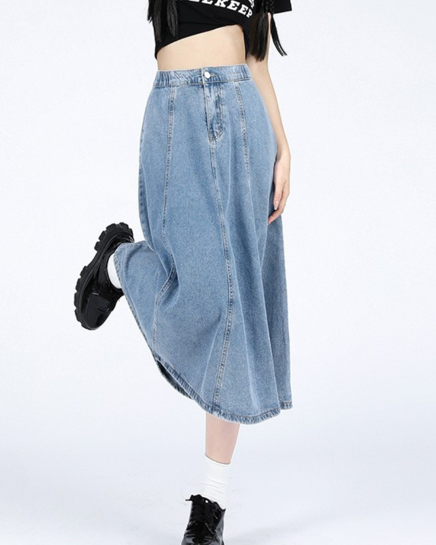 Liora Soft Pleat Denim Skirt
