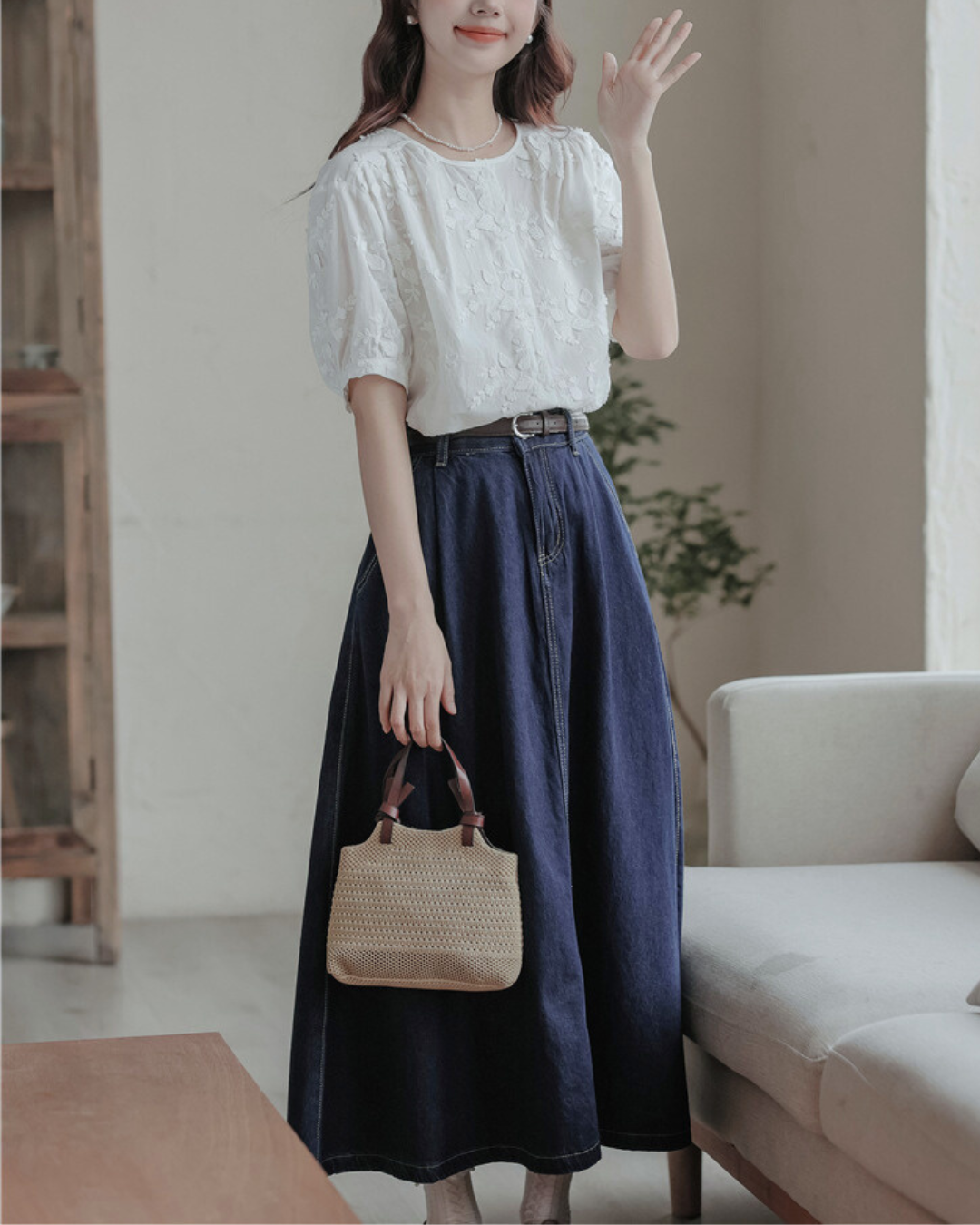 Lunea Bloom Silk Embroidery Blouse