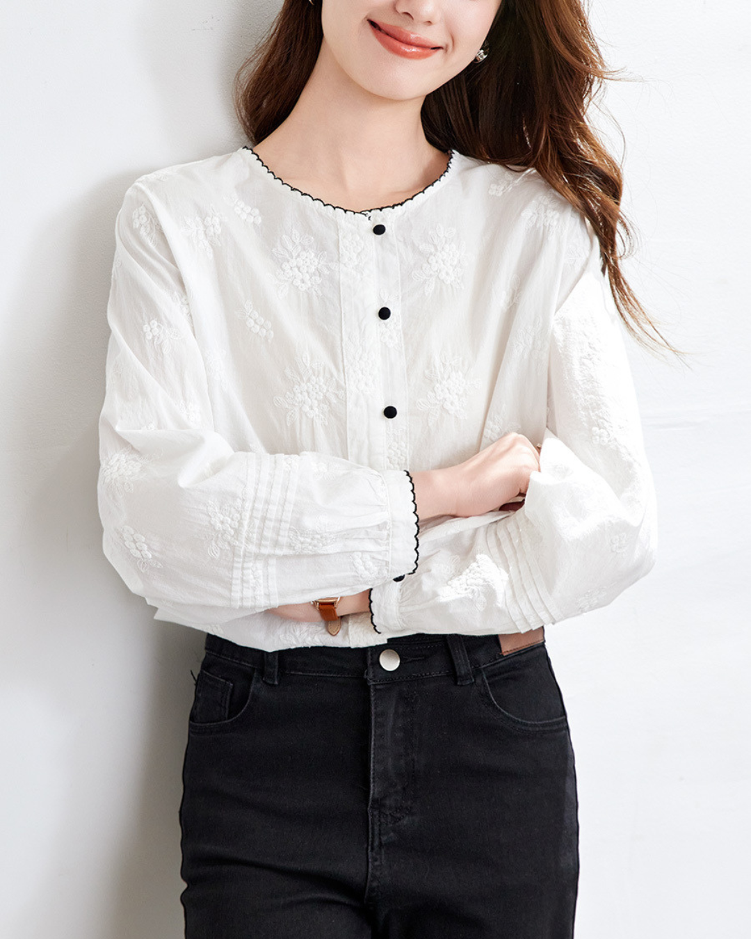Flora Calm Trim Blouse