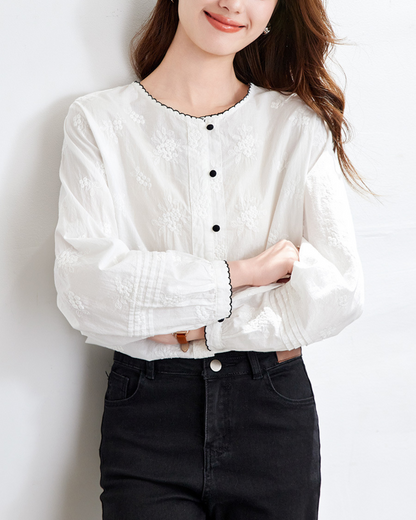Flora Calm Trim Blouse