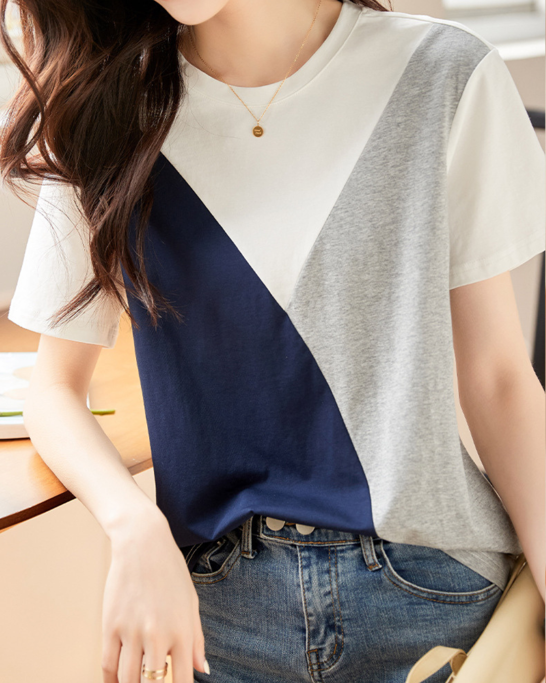 Mira Soft Block Cotton T-Shirt