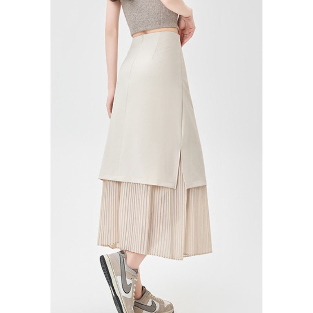 Mina Pleat Layer Midi Skirt