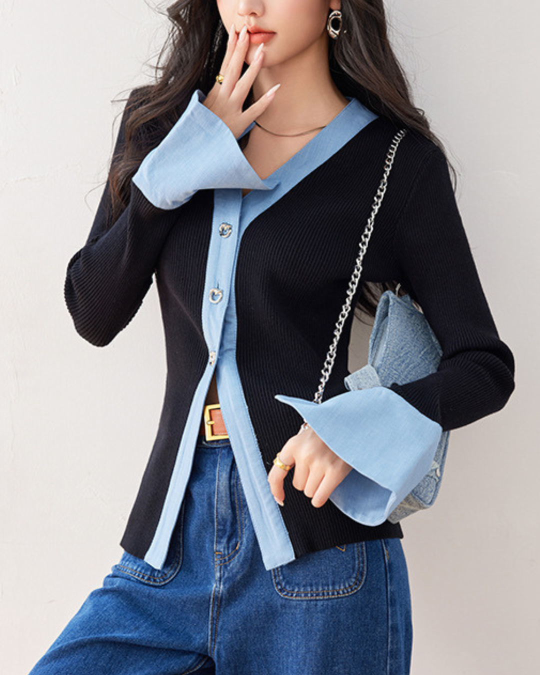 Elodie Contrast Soft Knit Cardigan