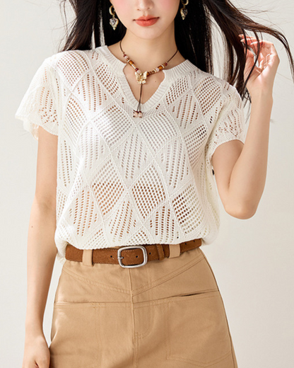 Arlen Mesh Diamond Knit T-Shirt