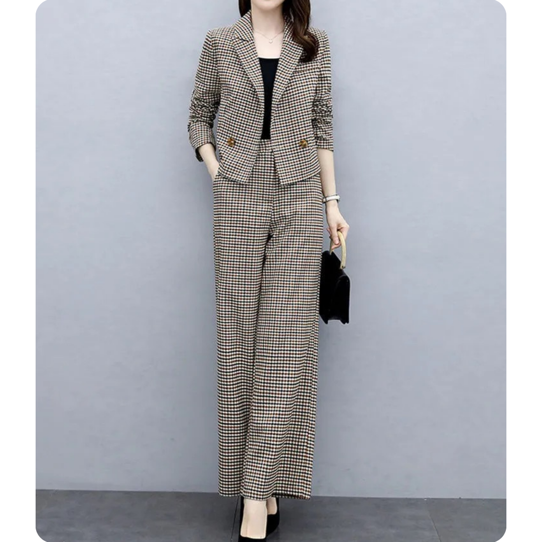 Ivy Check Cropped Suit Set