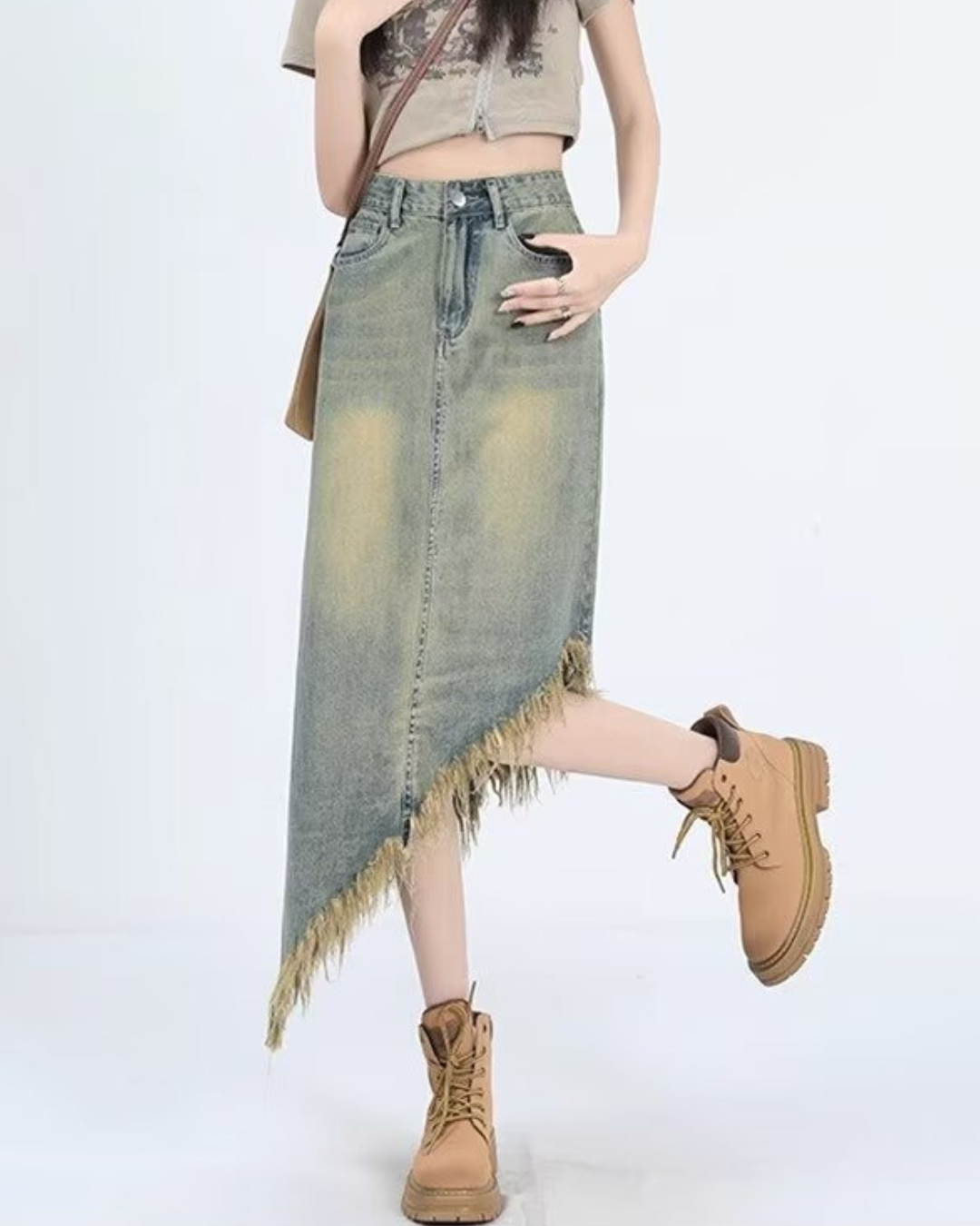 Arlo Fade Fringe Denim Skirt