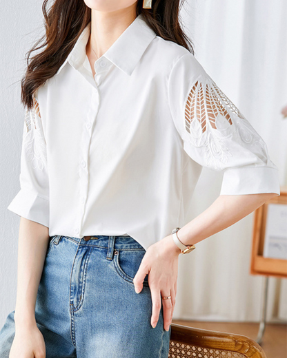 Isla Breeze Embroidered Sleeve Shirt