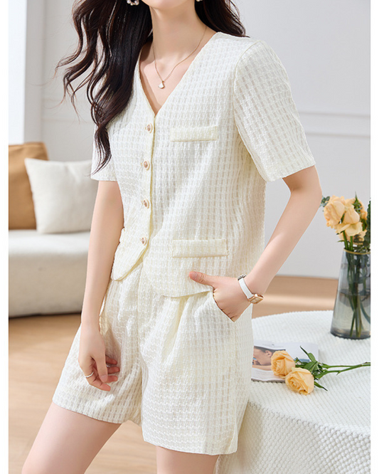 Lyna Textured Pocket Short Set