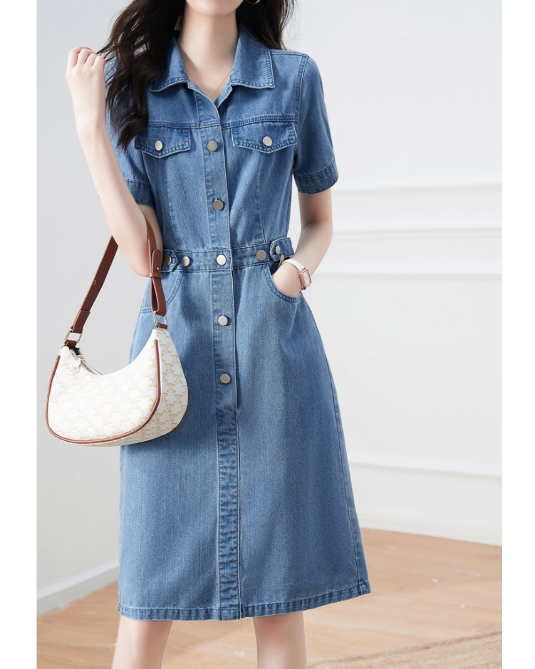 Adele Soft Denim Belted Dress