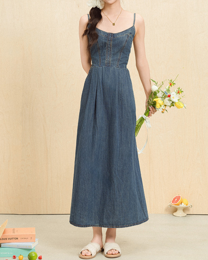 Liora Soft Denim Maxi Dress
