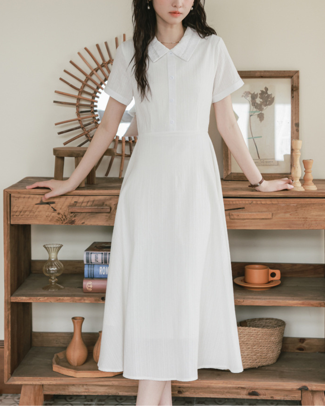 Eira Light Collar Midi Dress