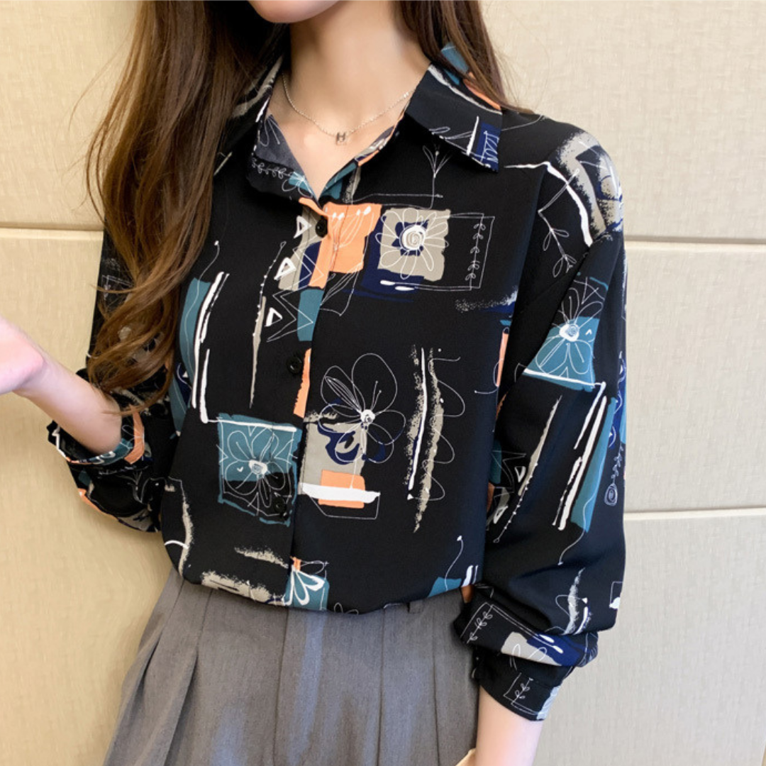 Mabel Print Vintage Chiffon Blouse