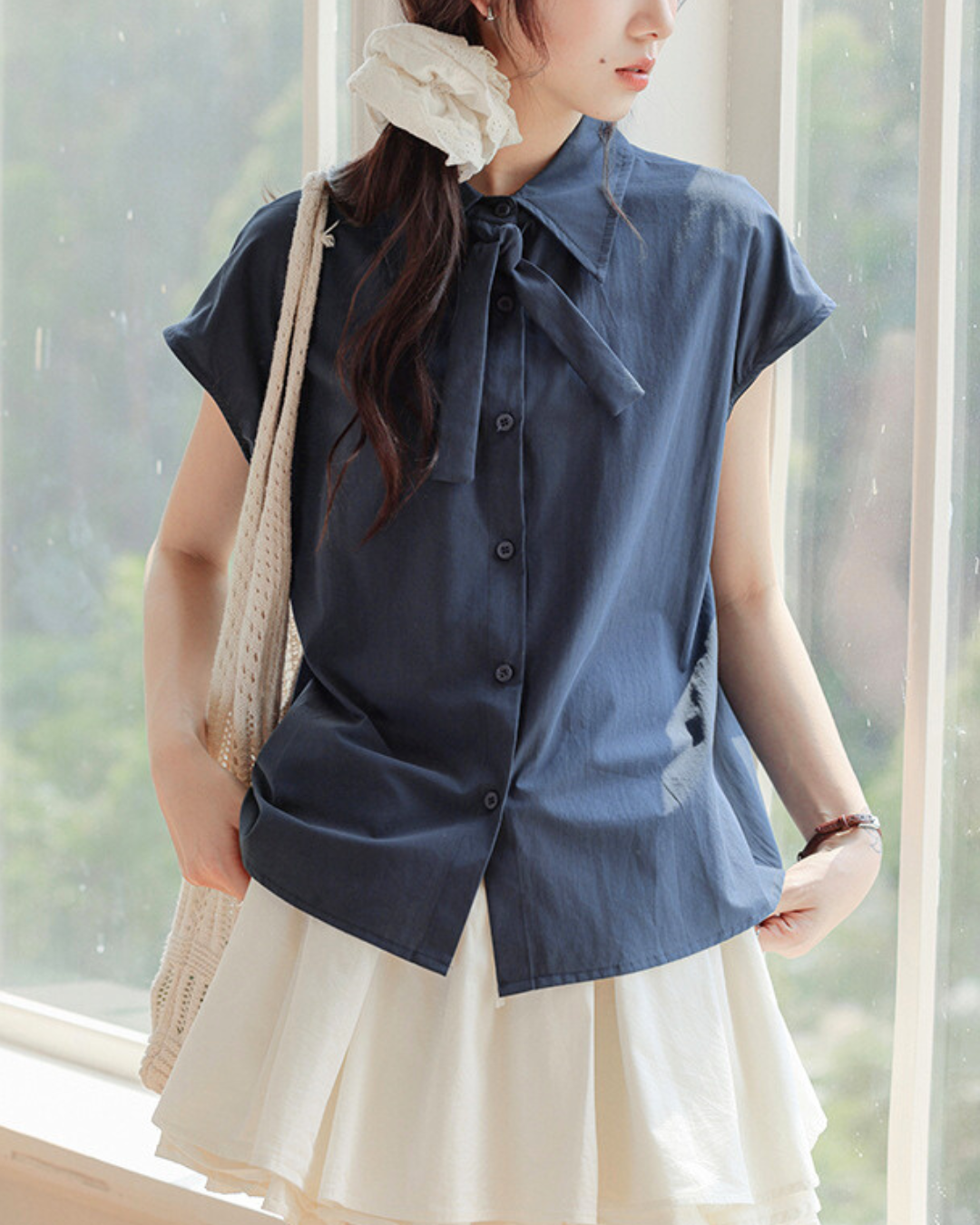 Rhea Soft Tie Collar Blouse