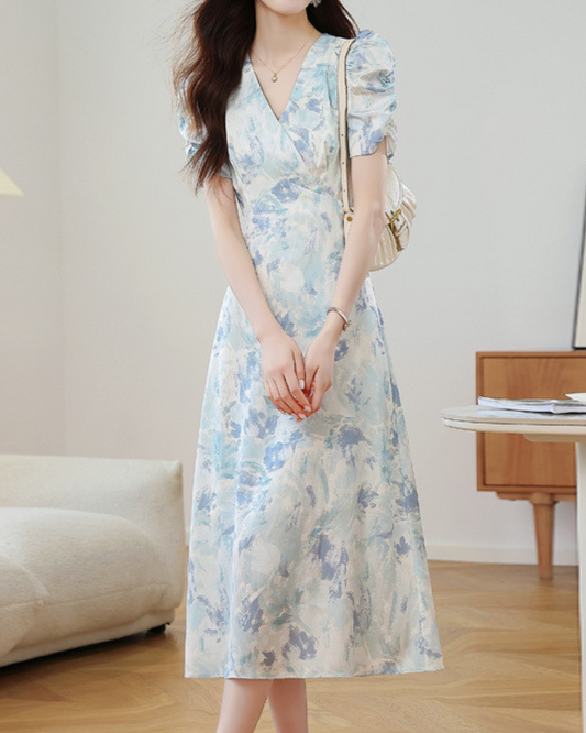 Amara Breeze Watercolor Midi Dress