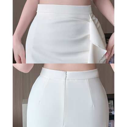 Noa Curve Ruffle Slit Skirt