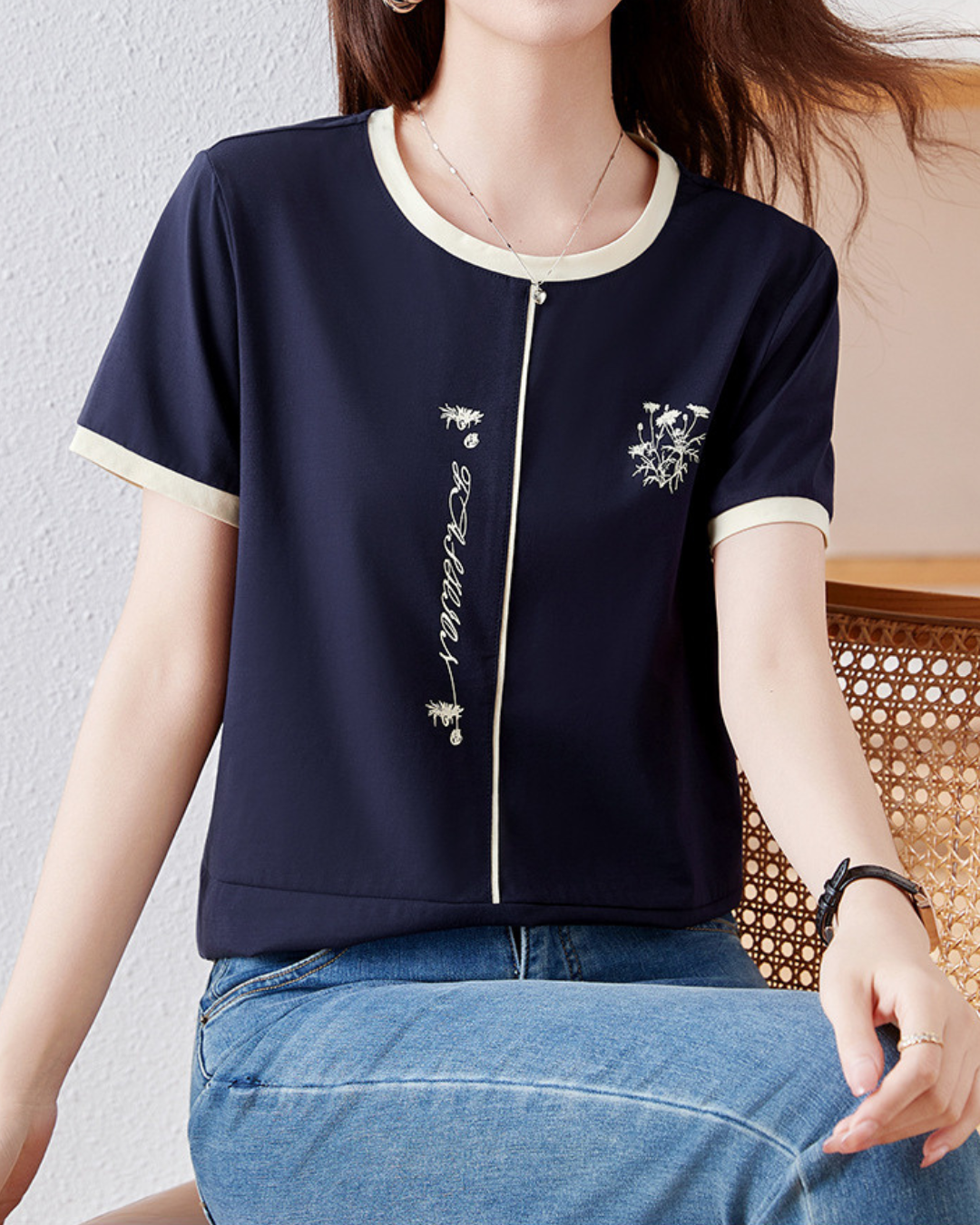 Elora Bloom Line Cotton T-Shirt