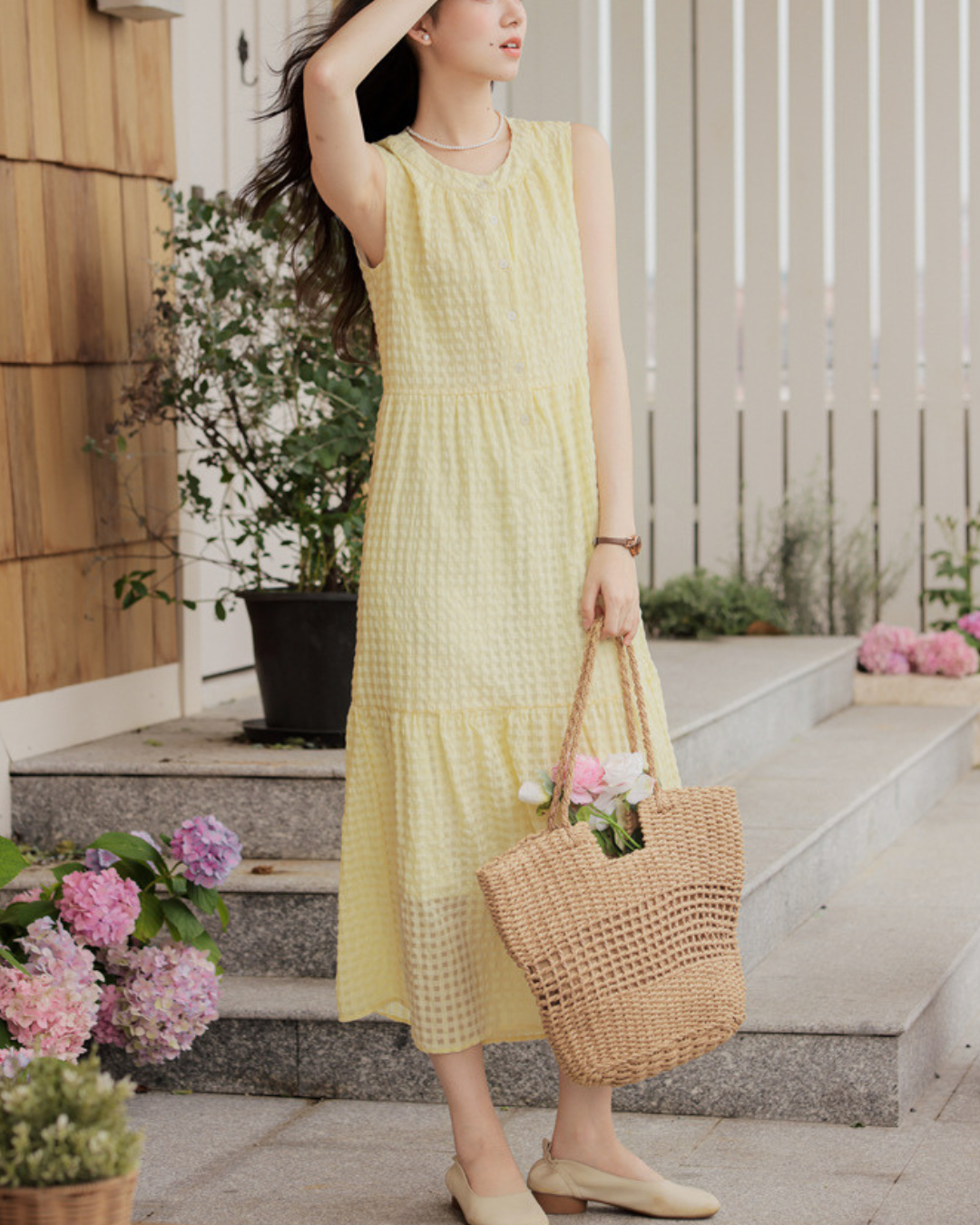 Soleil Calm Textured Midi Dress