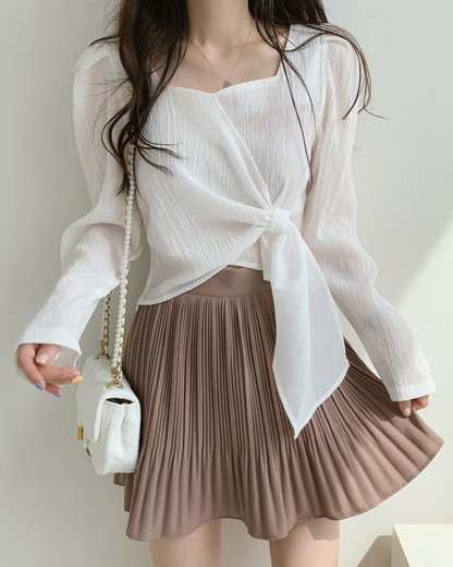 Celine Drape Waist Tie Blouse