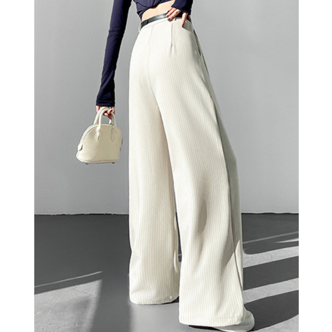 Amira Pinstripe Belted Trousers
