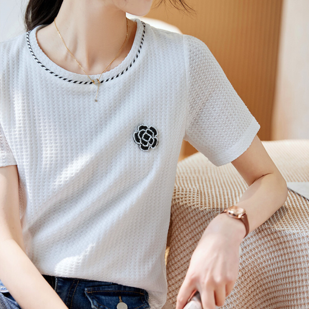 Clara Waffle Flower Knit T-Shirt