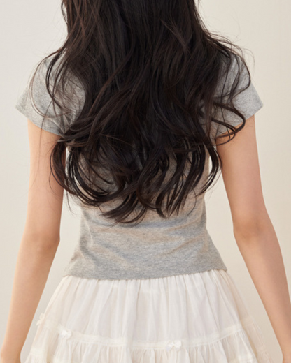 Mira Ribbon Textured Cotton T-Shirt