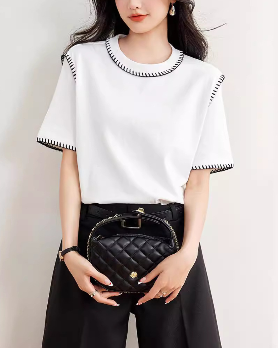 Livia Edge Stitch Cotton T-Shirt