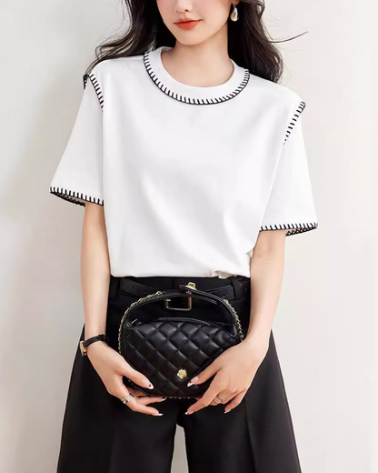 Livia Edge Stitch Cotton T-Shirt