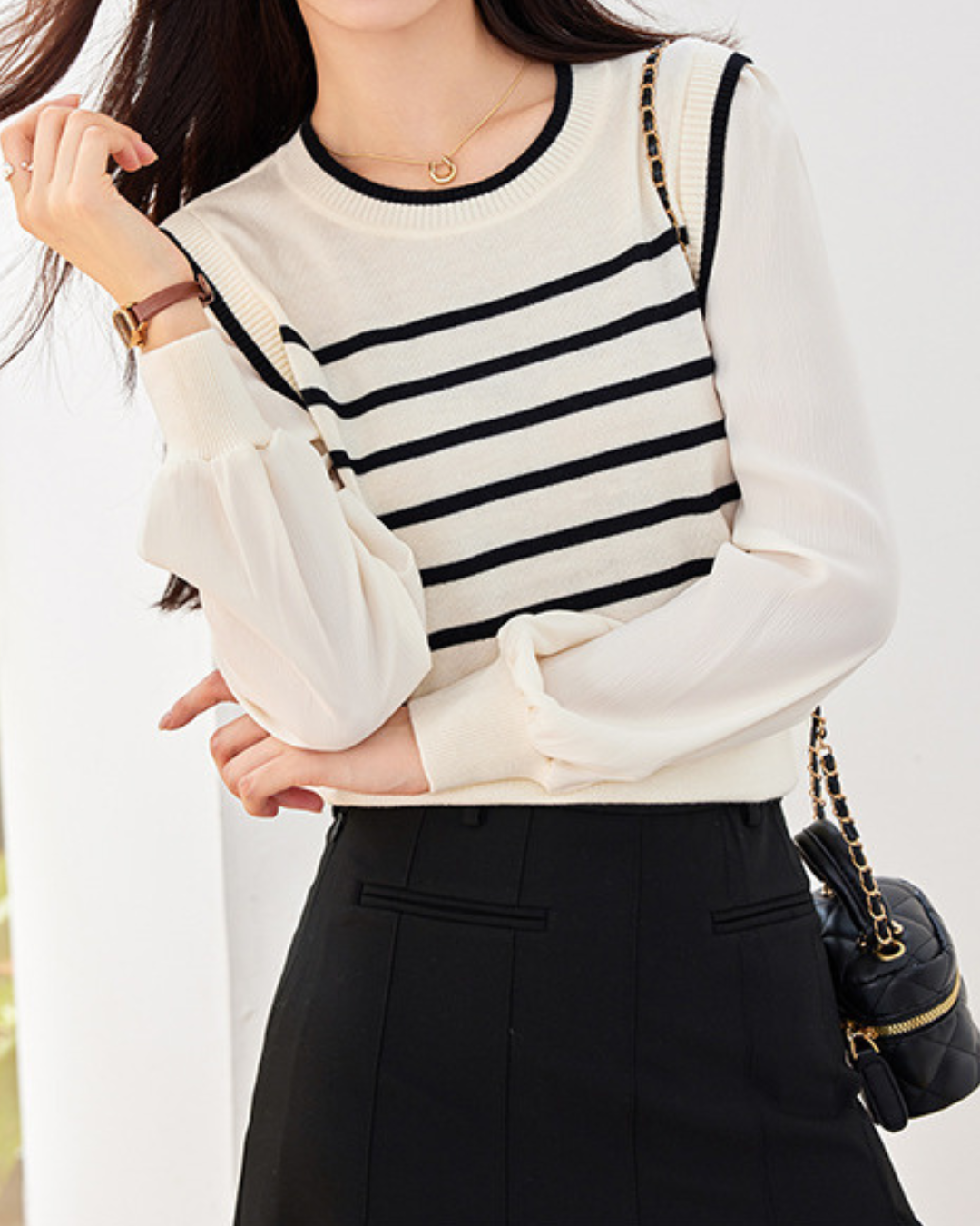 Camille Stripe Knit Blouse