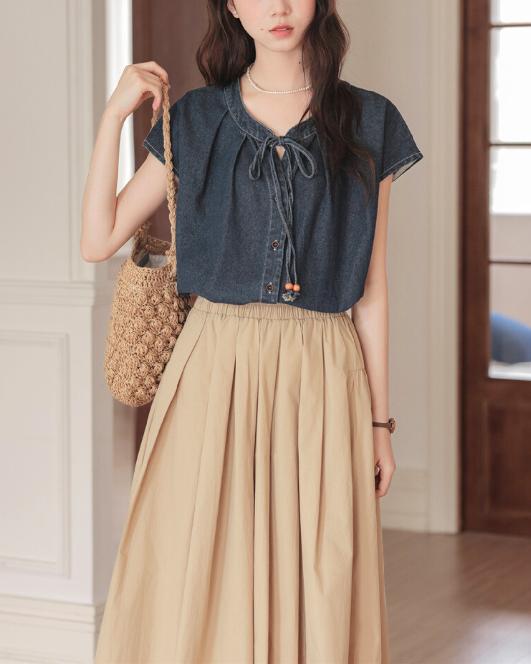 Meryl Soft Tie Denim Shirt