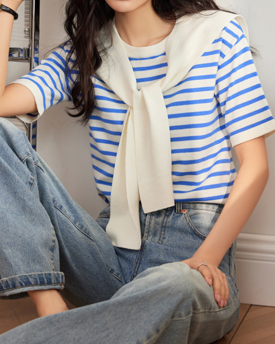 Ava Stripe Soft Drape T-Shirt
