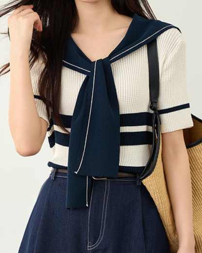 Marin Stripe Collar Knit T-Shirt
