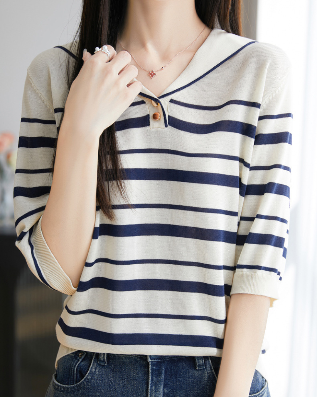 Lina Soft Stripe Knit Top