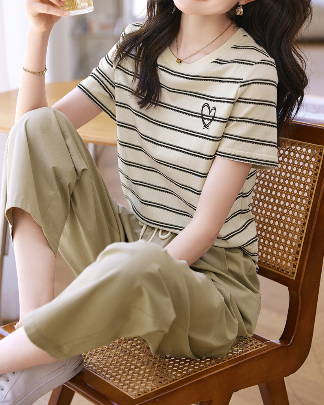 Olive Stripe Ease Set