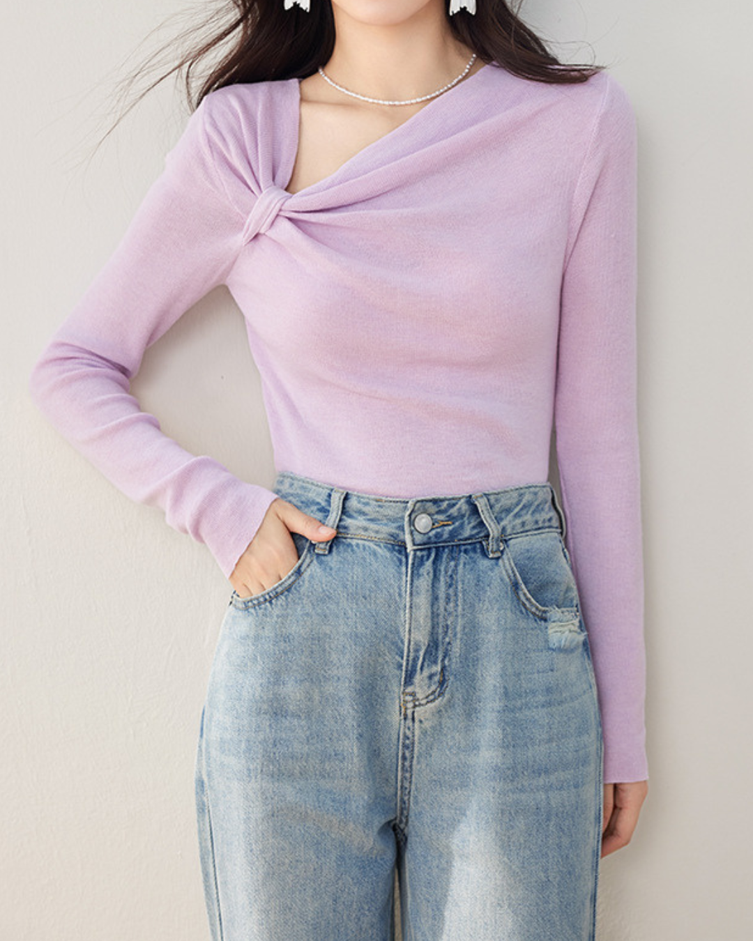 Lyra Twist Lilac Knit Top