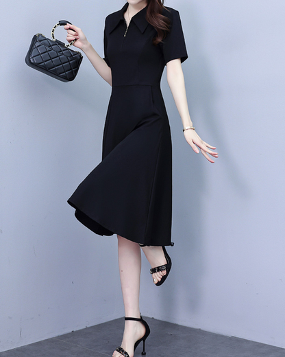 Lyna Sharp Collar Flare Dress