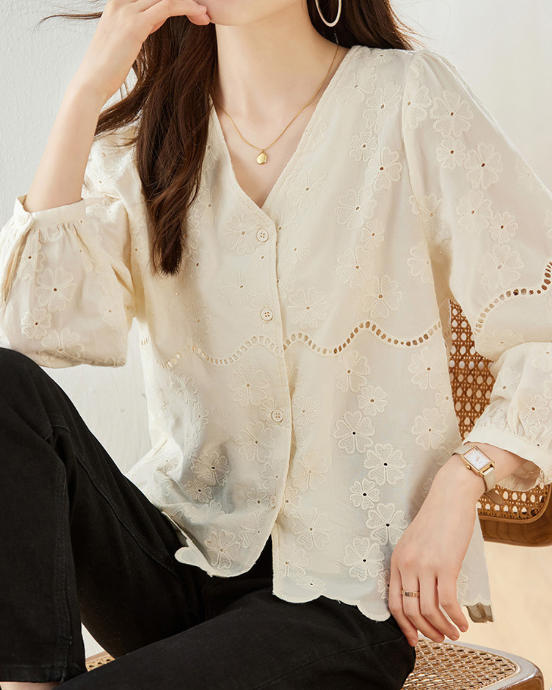 Elodie Petal Eyelet Blouse